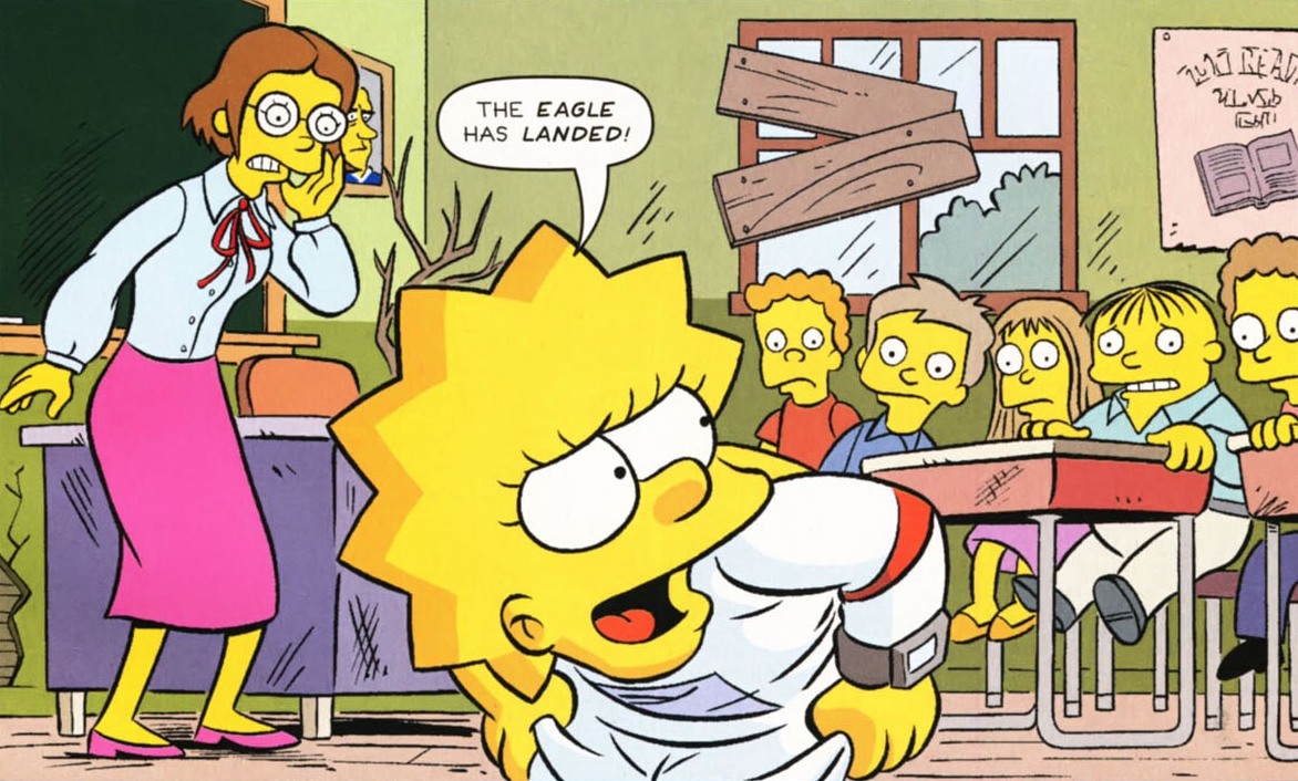 Lisa did moon her class in the official comics once... 