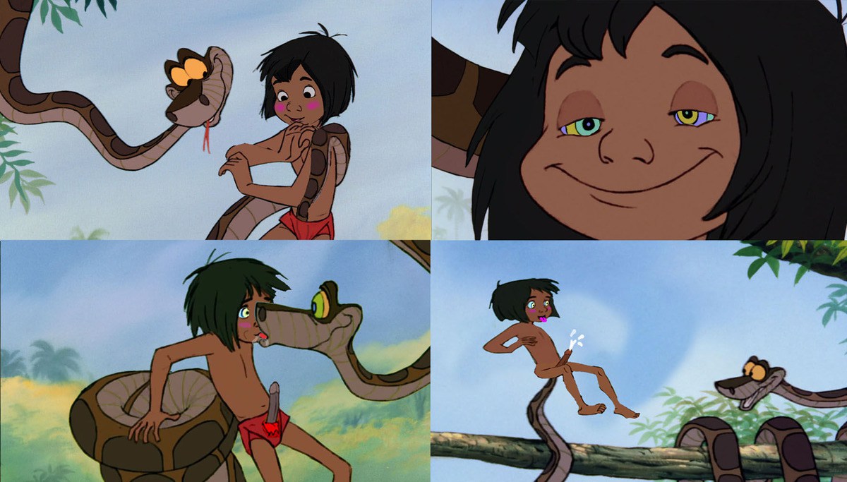 Kaa and Mowgli.