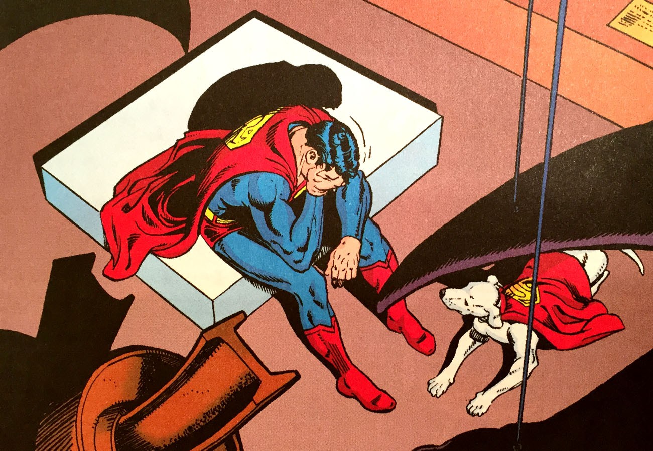 Супермен против человека паука пародия. Супермен DC Comics. Супермен 1978 Лекс Лютор. Уставший Супермен. Усталый Супергерой.