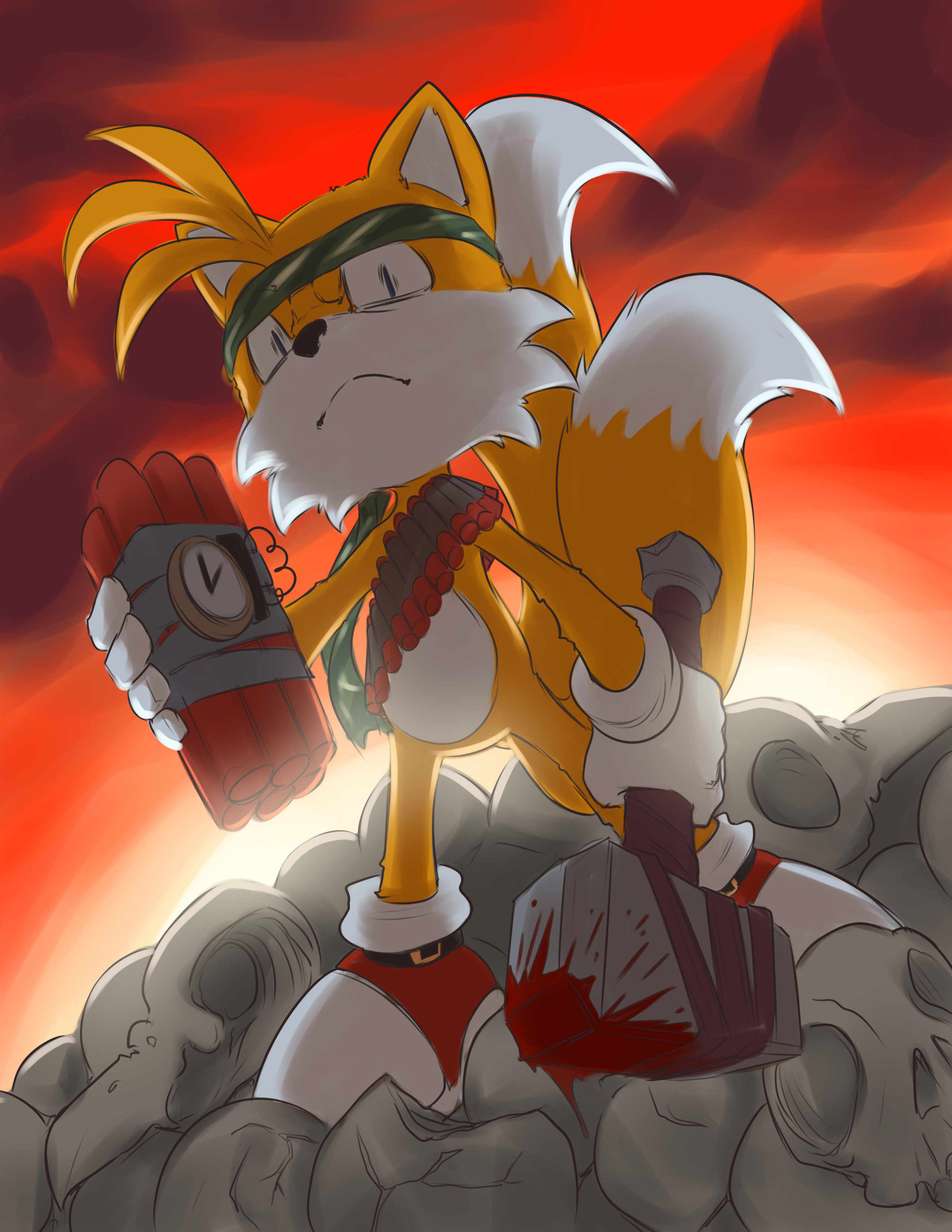 When Tails beats the shit out of him in Sonic Battle, and then Rouge... 