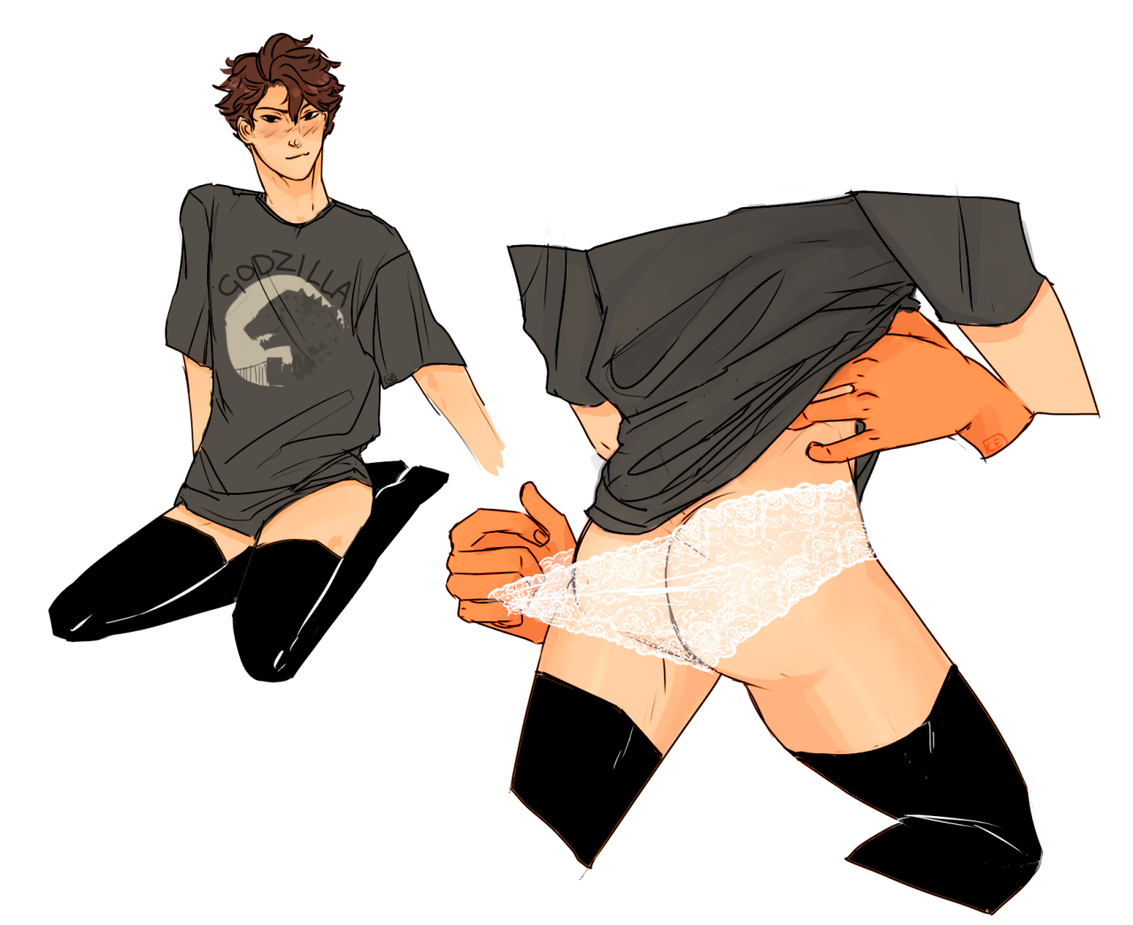 I&apos;m really not in to lingerie, but it looks fucking good on <b>Oikawa</b>. 