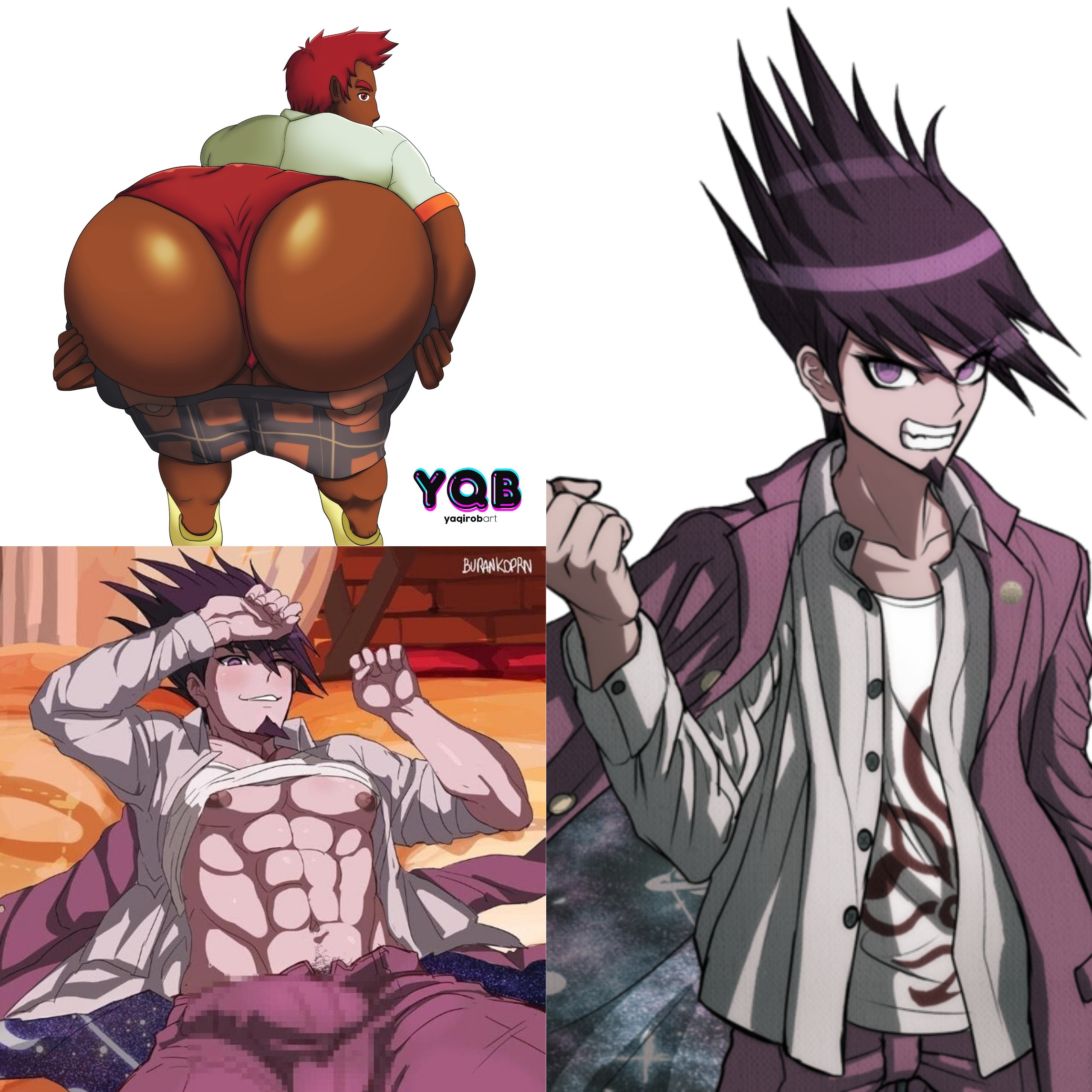 Requesting if anyone can draw Kaito Momota fron Drv3 bent over and his musc...