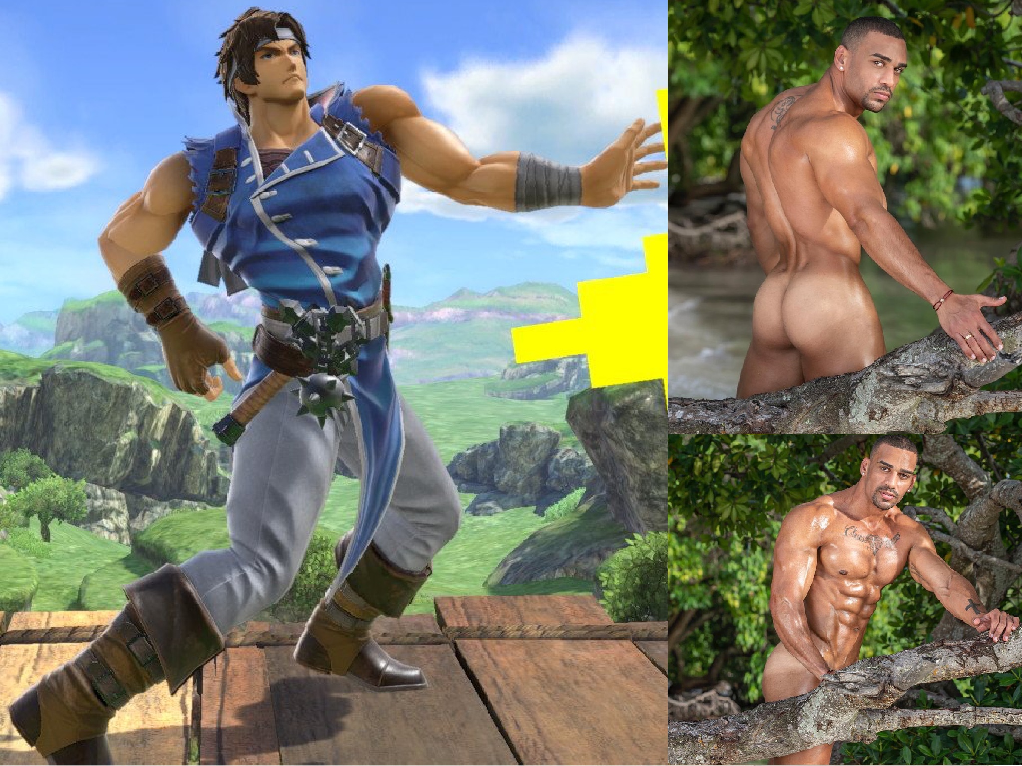 Requesting Richter Belmont trying to find his clothes after taking a bath a...